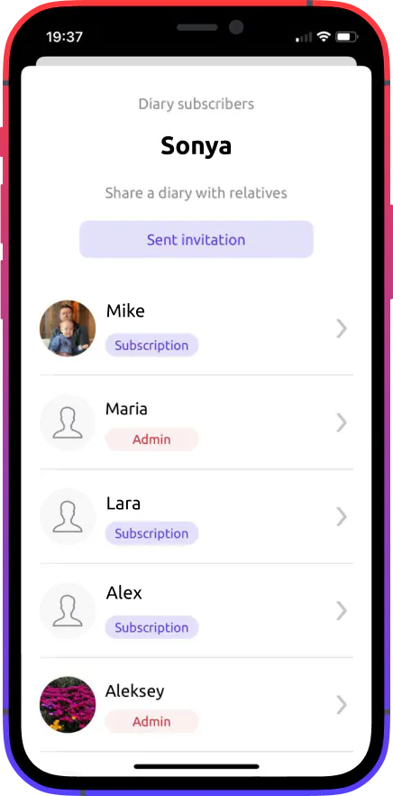 Babydayka app — invite-only subscription to a child's journal