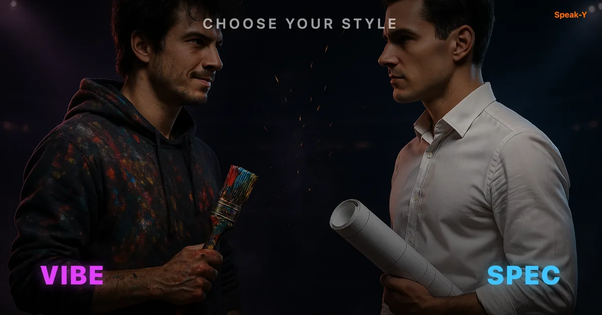 Note cover — spec-driven development versus vibe coding banner