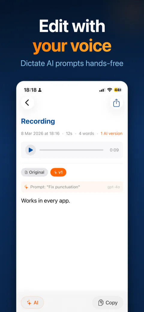 Speak-Y app — dictated speech turned into formatted text by AI